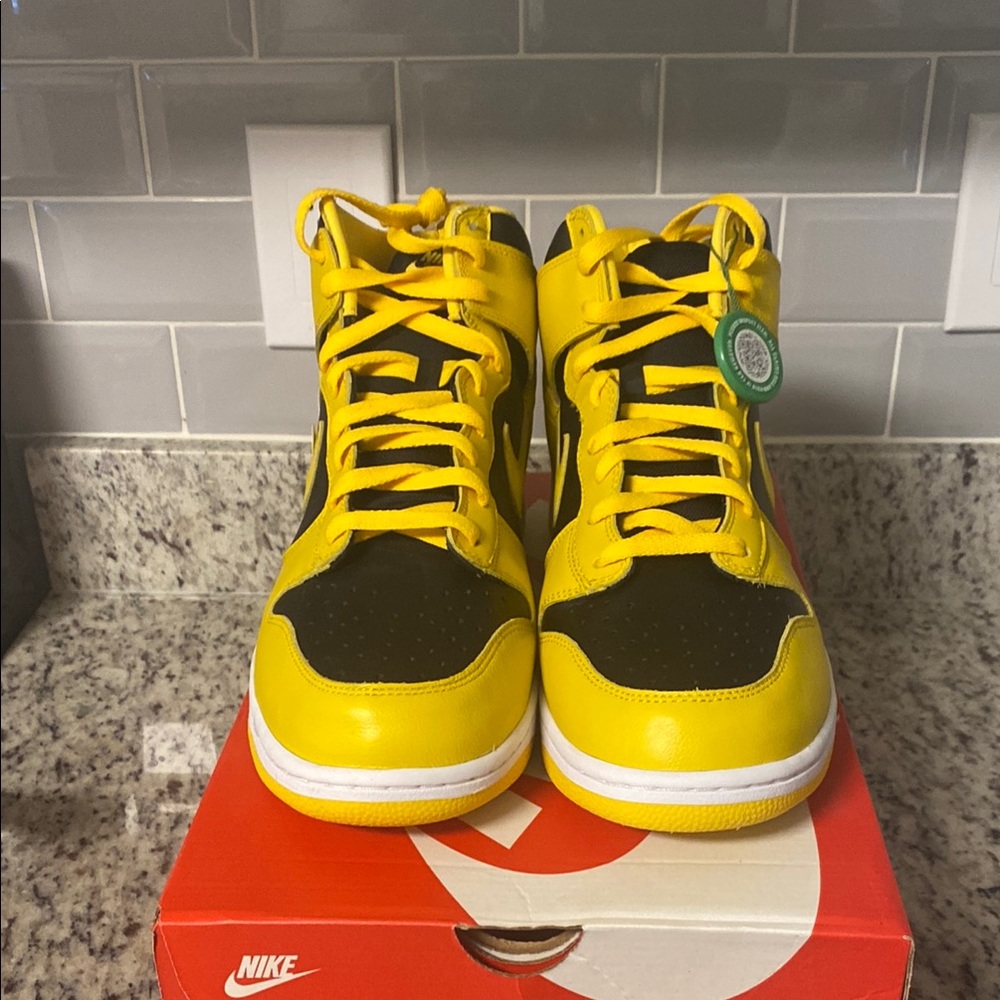 Nike Yellow and Black High-Top Sneakers